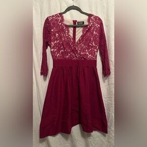 Elegant Burgundy Lace Dress